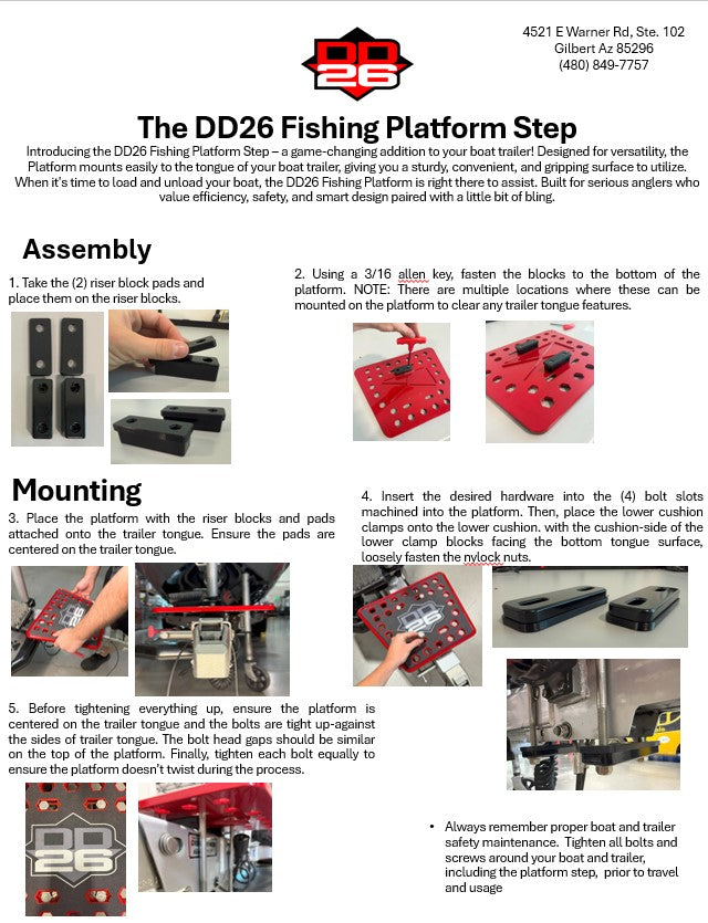 DD26 Fishing Marche-plateforme en aluminium usiné